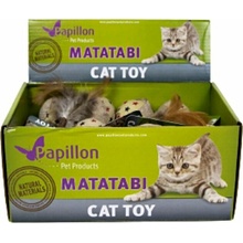 Papillon Matatabi palička s loptičkou z jutoviny a perím 9,1 cm