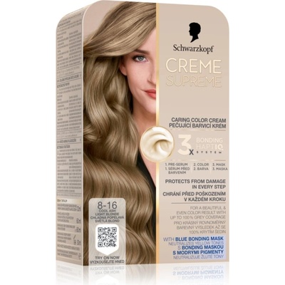Schwarzkopf Creme Supreme перманентната боя за коса цвят 8-16 Cool Ash Light Blonde 60ml