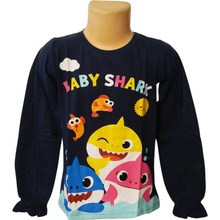 E plus M dívčí tričko baby shark dlouhý rukáv modrá tmavé