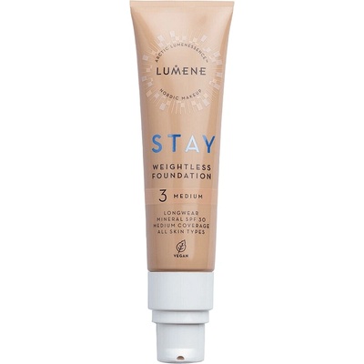 Lumene Минерален фон дьо тен Stay, 3 Medium, SPF30, 30 ml