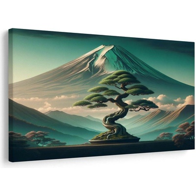 Obraz bonsaj a hora v japonském stylu - 90x60