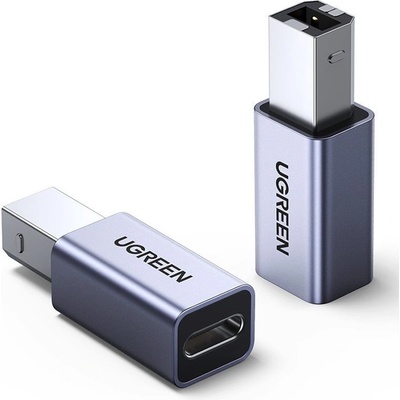 UGREEN USB-B 2.0 to USB-C Adapter - USB-B към USB-C адаптер за за принтер и други външни устройства с USB-B порт (тъмносив) (US382)