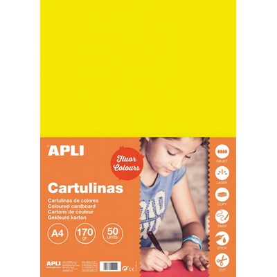 Barevný papír A4 170 g fluo žlutý 50 ks