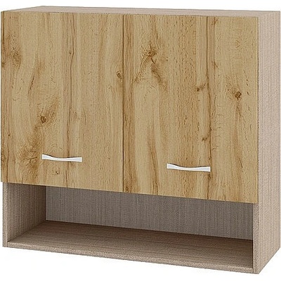 ИРИМ Горен шкаф с две врати и ниша Сити МДД-8 мока / дъб дакота 80 см