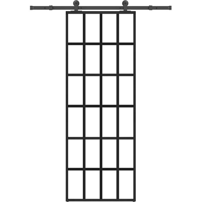 vidaXL Плъзгаща се врата с обков 76x205 см ESG стъкло и алуминий (3332851)