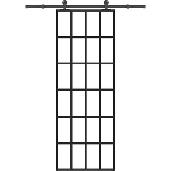 vidaXL Плъзгаща се врата с обков 76x205 см ESG стъкло и алуминий (3332851)