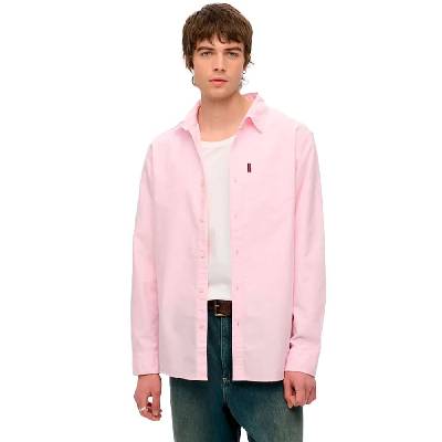 Риза с дълъг ръкав Superdry Cotton Oxford long sleeve shirt - Pink (City Pink)