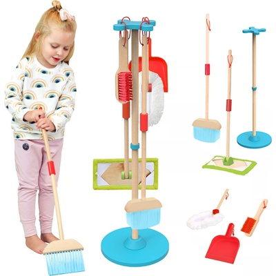 TOOKY TOY Barevná dřevěná sada na úklid pro děti 6 ks