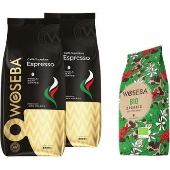 WOSEBA Espresso кафе на зърна 2 кг + подарък Bio Organic кафе на зърна