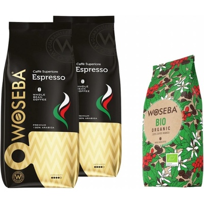 WOSEBA Espresso кафе на зърна 2 кг + подарък Bio Organic кафе на зърна