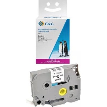 Compatible Лента за етикетни принтери BROTHER ТИП TZ - 6 mm x 8, 00 m - BLACK ON WHITE TAPE - TZE-211 (TZE211) - P№ RL-BR-TZ211-BK - G&G (Compatible-TZE-211)