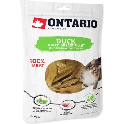 ONTARIO Филе от гърди на патица за котки Ontario, сварено, 70 г