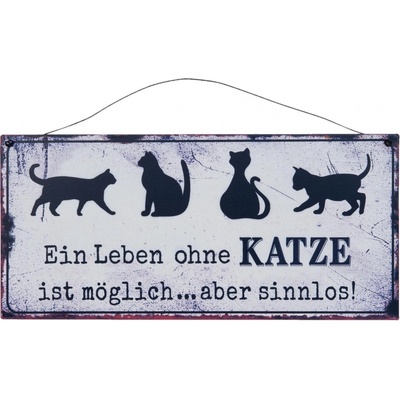 Nástěnná kovová cedule Katze - 30*14 cm - Clayre & Eef