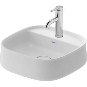 Duravit Zencha - Умивалник за монтаж върху плот, 42x42 см, без преливник, отвор за смесител, DuraCream, матово бяло 2374423271 (2374423271)