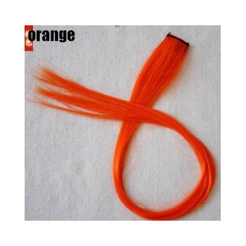 clip in vlasy barevný klip pramínek do vlasů v délce 50cm oranžový