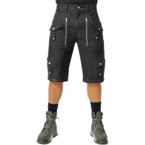 Poizen industries мъжки къси панталони - jeans POIZEN INDUSTRIES - WHISTLER - BLACK STONEWASH - SH-WHISM-BS