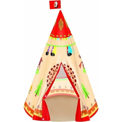 LEAN Toys Indiánsky stan pre deti 160 cm x 105 cm krémové