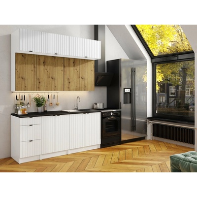 FRONTI FAFOR Kuchynská linka WALOS 180cm Dub artisan + biela