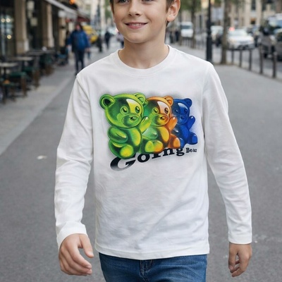 Tričko dlhý rukáv Bear biele