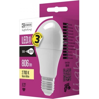 EMOS - zq5140 - led крушка 9w, e27, a60, 2700k (zq5e41)