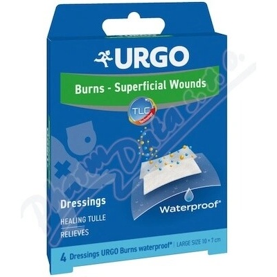 URGO Burns Waterproof Na popáleniny lipidokoloidná náplasťb 10 x 7 cm 4 ks