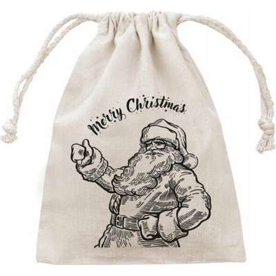 Allbag VIANOČNÉ BAVLNENÉ VRECKO 15x20 cm ECRU NA DARČEK MIKULÁŠ