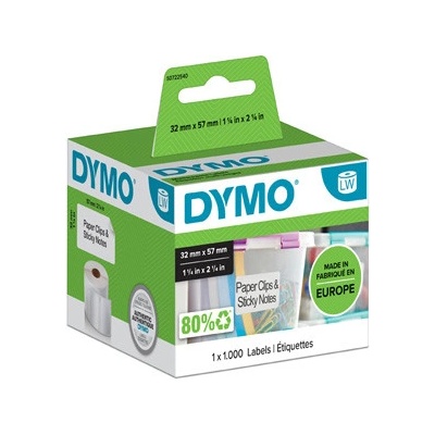 Dymo papierové štítky 57mm x 32mm, biele, multifunkčné, snímateľné, 1000 ks, 11354, S0722540