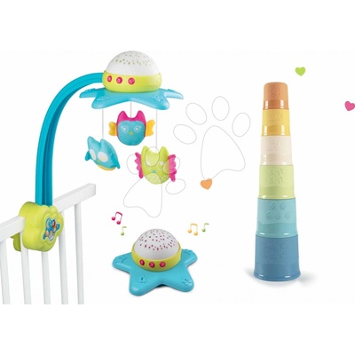 Smoby set Star Cotoons 2v1 so sovičkami a skladacie šálky Happy Tower