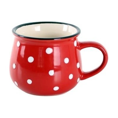 Toro HRNEK ČERVENÝ S BÍLÝMI PUNTÍKY KERAMIKA 250 ml – Zboží Dáma