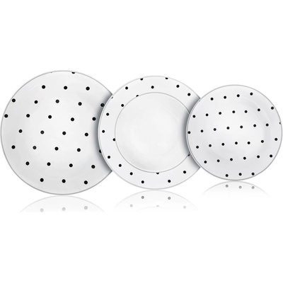 BANQUET Sada talířů BLACK DOTS 18 ks
