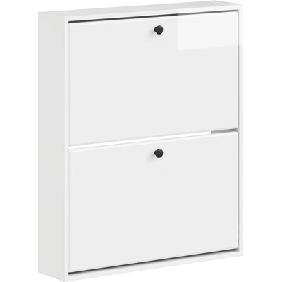 vidaXL Стенно шкафче за обувки BREDA 71 x 17 x 86 см Бял гланц (897519)