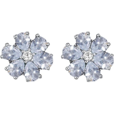 CrysTalp Kytičkové náušnice s čirými krystaly Flower Kiss 42288.WHI.R