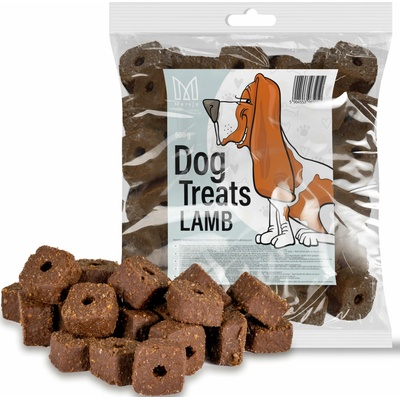 Mersjo Mäsové krúžky s jahňacinou maškrta pre psa odmena TRESERKY 500 g