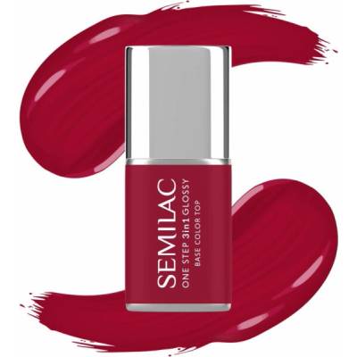 Semilac One Step Glossy 3v1 hybridní lak na nehty S575 tmavě červená 7 ml