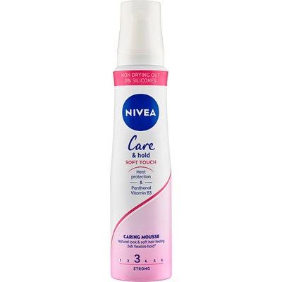 Beiersdorf Nivea Care & Hold Soft Touch Подхранващ мус със средна фиксация 150 мл