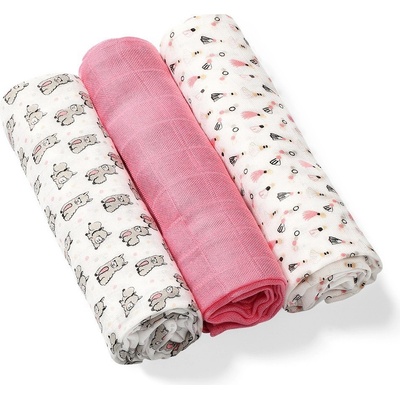 BabyOno Mušelínové mäkké plienky malinové 70 x 70 3 ks