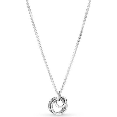 Pandora Nežný strieborný náhrdelník kruhy so zirkónmi 391455C01-60