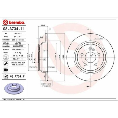 BREMBO brzdový kotúč 08.A734.11, súprava 2 ks