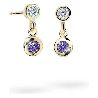 Danfil dětské náušnice C1537 ze žlutého zlata s kamínkem Amethyst zapínání balónek