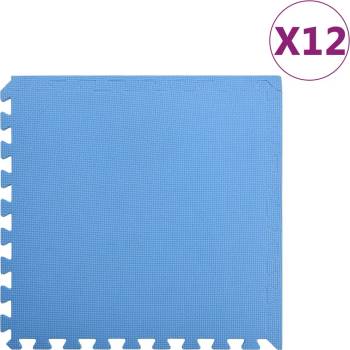 vidaXL Постелки за под 12 бр 4, 32 м2 EVA пяна сини (92465)