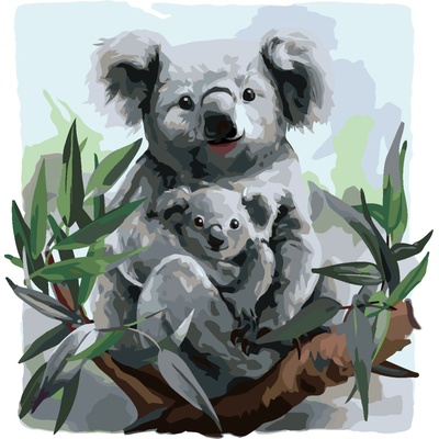 ZUTY Malování podle čísel KOALA A JEJÍ DÍTĚ Rozměr 40 x 50 cm Rámování bez rámu a bez vypnutí plátna