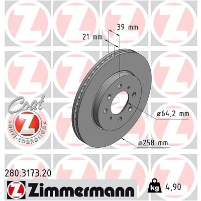 Brzdový kotúč ZIMMERMANN 280.3173.20 (280317320)