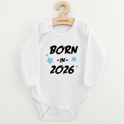 Dojčenské body s potlačou NEW BABY Born in 2026 modré