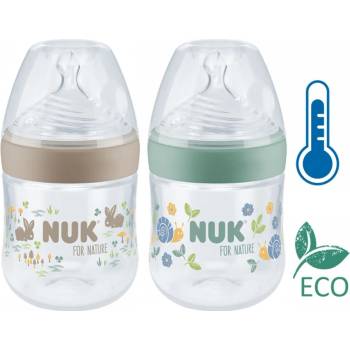 Nuk fľaša dojčenská For Nature s kontrolou teploty zelená 150 ml