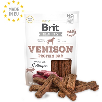 Brit maškrty Jerky Venison Protein Bar 80 g