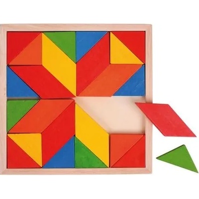 Bigjigs Toys Дървена мозайка Bigjigs - С геометрични фигури, 24 части (BJ246)