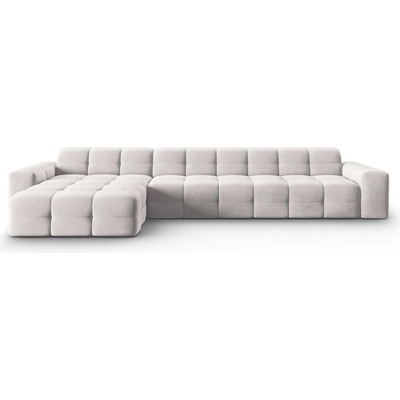 Micadoni Ъглов диван от светлосиво кадифе (ляв ъгъл) Kendal - Micadoni Home (MIC_LC_M_121_F1_KENDAL1)