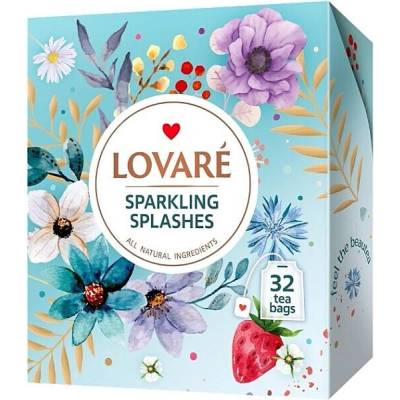 Lovaré Sparkling Splashes čierny a zelený čaj 32 vrecúšok