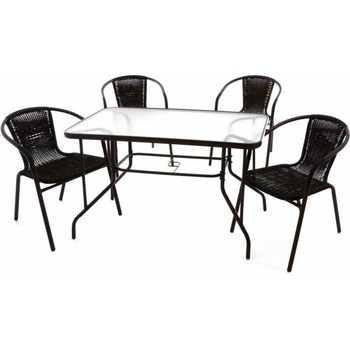 Garthen 37023 Zahradní polyratanový set 4 židle a skleněný stůl