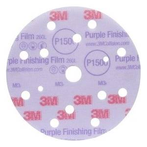 3M 260L Hook-it Фин шлифовъчен диск, 15 отвора 3M 260L Hook-it Фин шлифовъчен диск, 15 отвора, P800, диаметър 150 mm (51155) (7100123753)